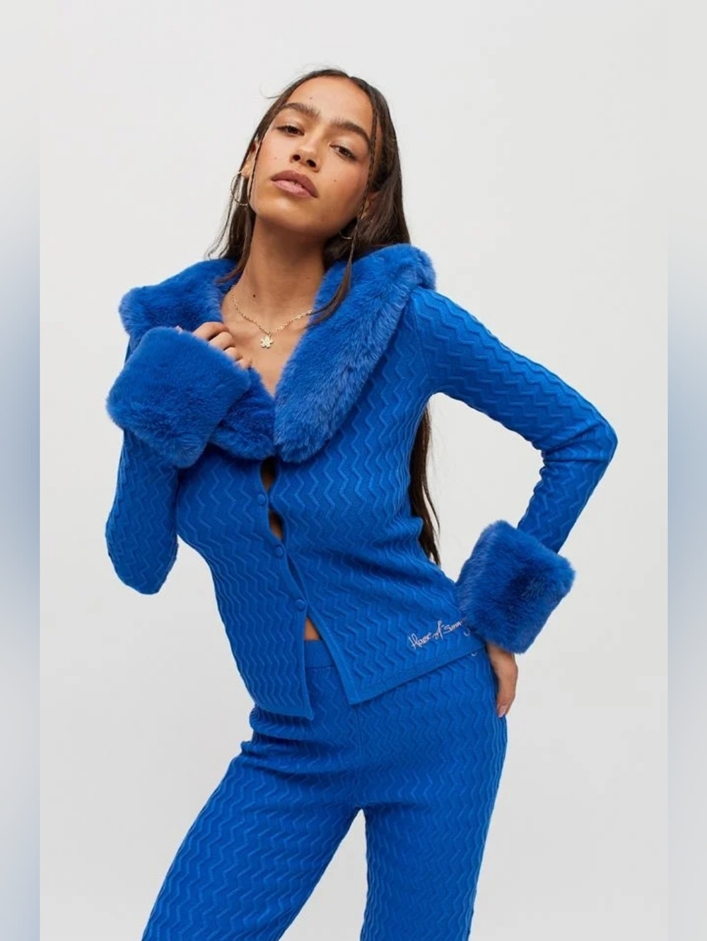 NWT House of Sunny Midnight Swirl Peggy Cardigan Klein Blue Size 6 Small